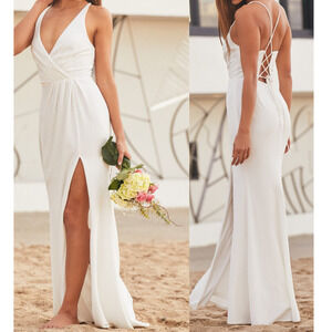 Lulu's Elegant White Maxi Dress